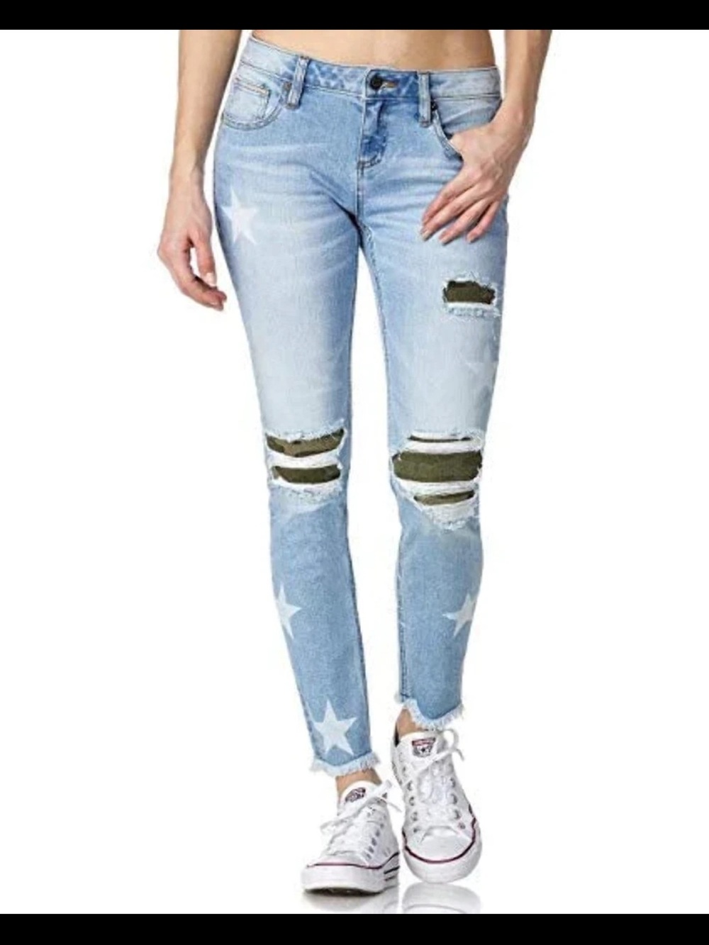 Miss Me Indigo star ankle skinny jeans size 28 NWT